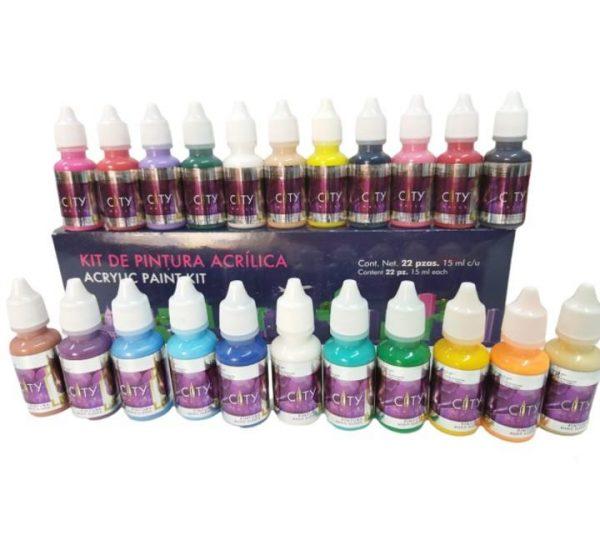 Kit Pintura Acrilica 22 pz City Nails